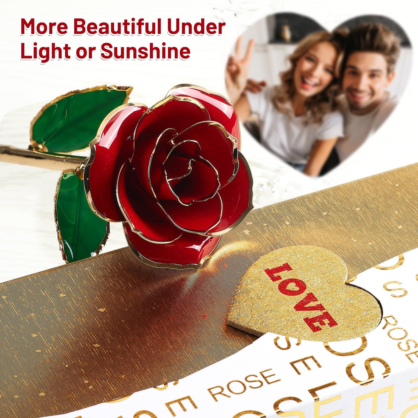 Gold Dipped Real 24K Gold Rose, 1 Pack Infinity Flower Decor Hand Dipped in 24K Romantic Rose Gifts for Women in Her Wife Girlfriend Birthday Anniversary Valentines Mothers Day Christmas(Gold)