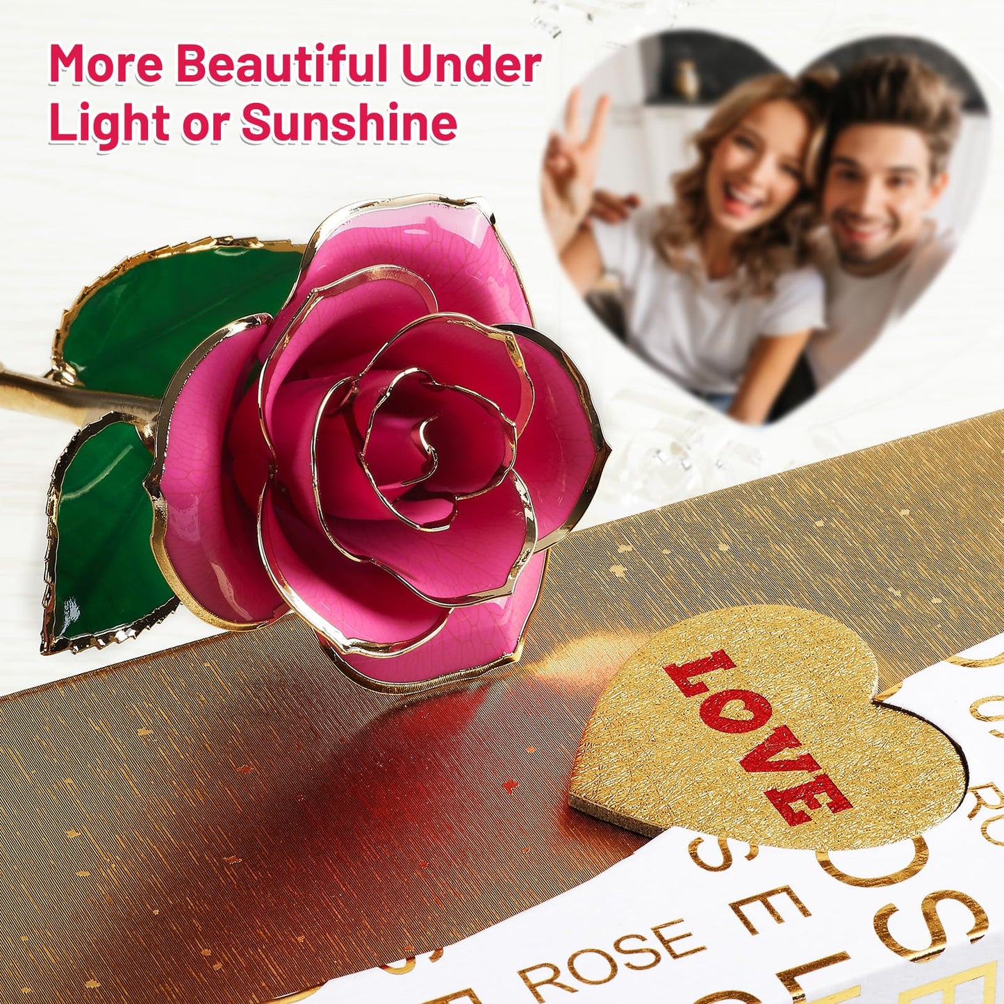Gold Dipped Real 24K Gold Rose, 1 Pack Infinity Flower Decor Hand Dipped in 24K Romantic Rose Gifts for Women in Her Wife Girlfriend Birthday Anniversary Valentines Mothers Day Christmas(Gold)