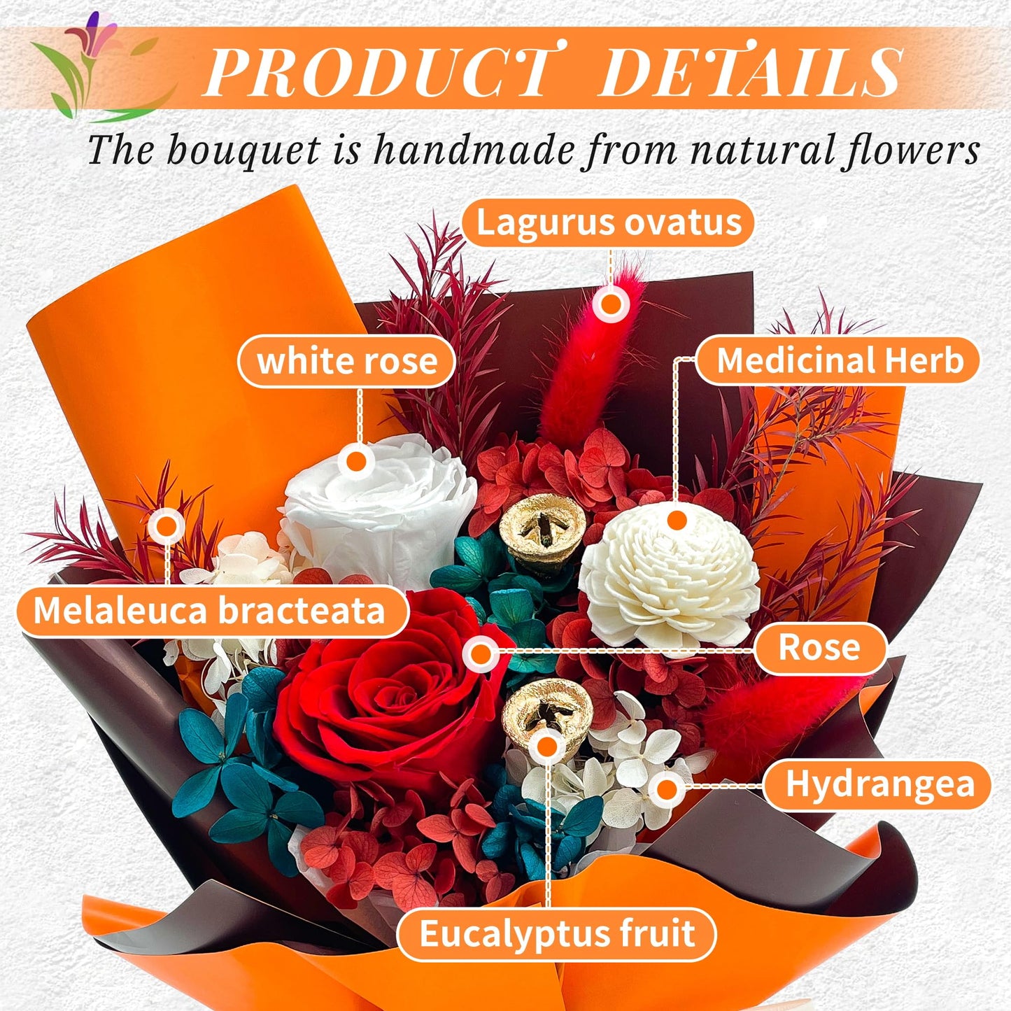 QOEAZY Preserved Flowers Bouquet with Gift Box, Purple Flowers for Delivery Prime, Birthday Flowers for Women Mom Grandma, Flowers Gifts for Valentine's Day, Mother's Day, Anniversary, Christmas