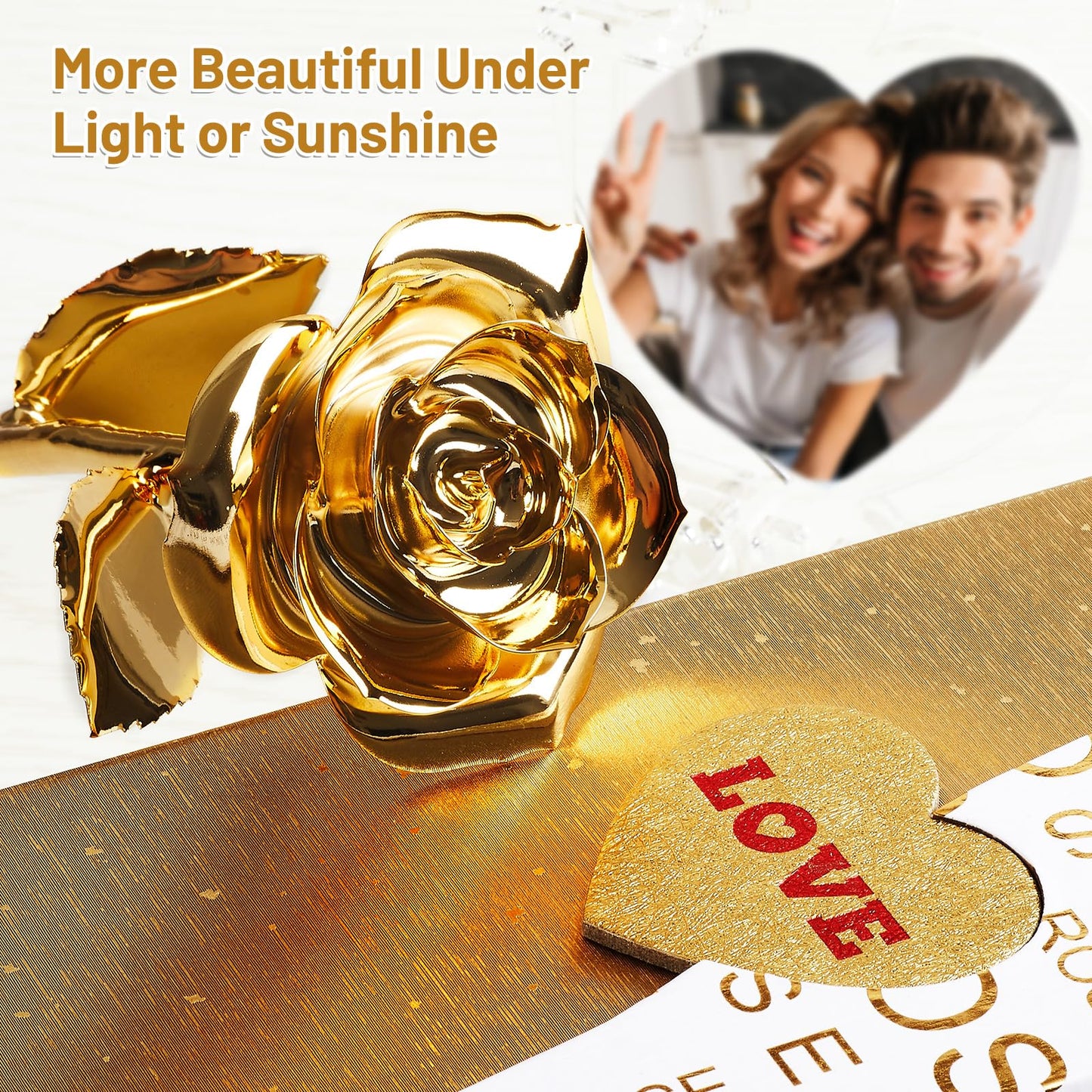 Gold Dipped Real 24K Gold Rose, 1 Pack Infinity Flower Decor Hand Dipped in 24K Romantic Rose Gifts for Women in Her Wife Girlfriend Birthday Anniversary Valentines Mothers Day Christmas(Gold)